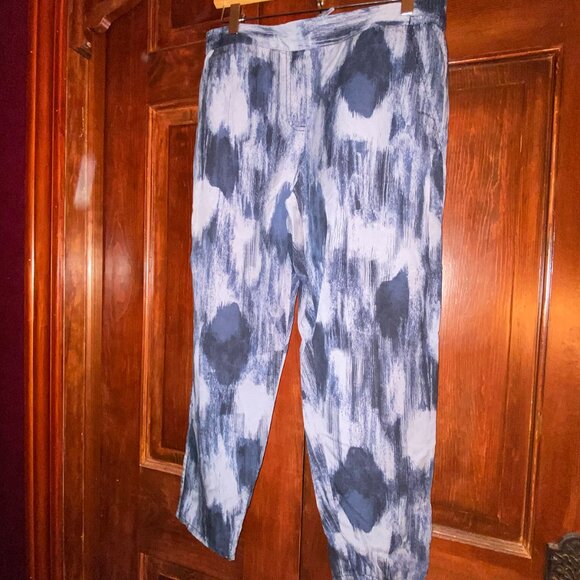 GAP Blue Acid Wash Tie Dye Pants with Elastic / Drawstring Waist, Medium NWOT - Picture 1 of 16